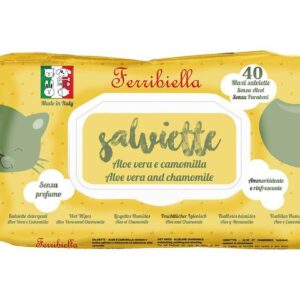 Ferribiella 40 Salviette Detergenti  Aloe e camomilla per Cani e Gatti
