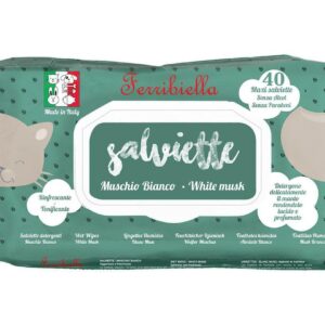 Ferribiella 40 Salviette Detergenti  Muschio bianco per Cani e Gatti