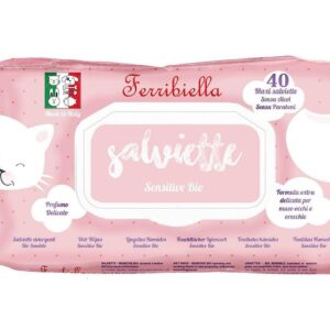 Ferribiella 80 Salviette Detergenti  Sensitive Bio  per Cani e Gatti -  Extra Large Pack