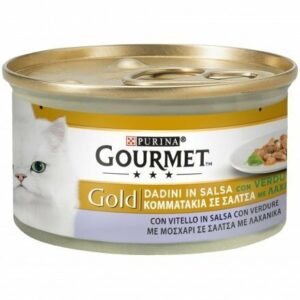 GOURMET Gold Gatto Dadini in Salsa con Verdure, con Vitello in Salsa con Verdure  85 gr