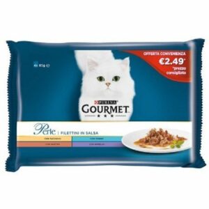 Gourmet Perle 4 x 85 gr Filettini in Salsa con Tacchino Agnello Anatra e Tonno