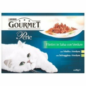 Gourmet Perle 4 x 85 gr Filettini in Salsa con Verdure con vitello e selvaggina