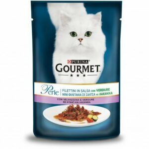 GOURMET Perle Gatto Filettini in Salsa con Verdure, con Selvaggina e Verdure  - 85 gr