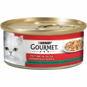 GOURMET Rosso Gatto Fettine con Anatra, Coniglio e Zucchine   195 gr