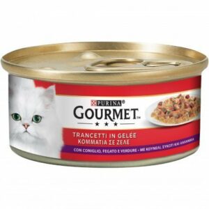 GOURMET Rosso Gatto Trancetti in Gelée con Coniglio, Fegato e Verdure  195 gr