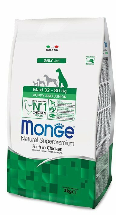 Monge Maxi Puppy & Junior Ricco di Pollo - 12 Kg