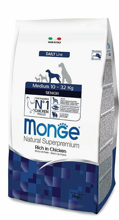 Monge Medium Senior Ricco di Pollo - 12 Kg