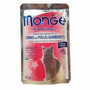 Monge - Natural Superpremium Cotti a Vapore con Tonno, Pollo e Gamberetti - 80 gr