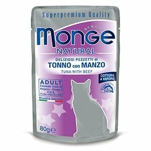 Monge - Natural Superpremium Deliziosi Pezzetti di Tonno e Manzo - 80 gr