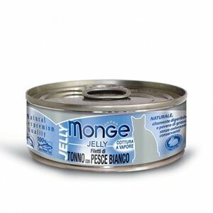Monge - Natural Superpremium Jelly Filetti di Tonno del Pacifico e Pesce Bianco - 80 gr