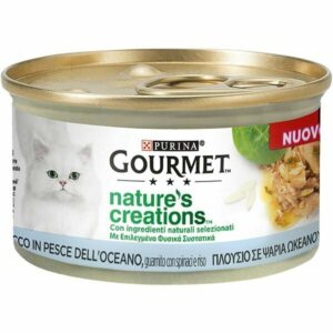 GOURMET Gold Nature's Creations, Ricco in Pesce dell'Oceano, Guarnito con Spinaci e Riso - 85 gr