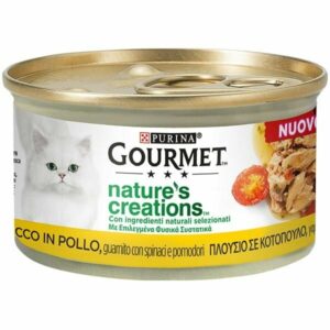 GOURMET Gold Nature's Creations, Ricco in Pollo, Guarnito con Spinaci e Pomodori - 85 gr