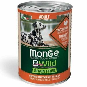 Monge - BWild Grain Free Adult All Breeds con Tacchino, Zucca e Zucchine 400 gr