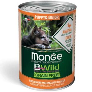 Monge - BWild Grain Free Puppy & Junior All Breeds con Anatra, Zucca e Zucchine 400 gr