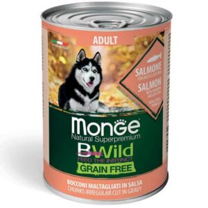 Monge - BWild Grain Free Adult All Breeds con Salmone, Zucca e Zucchine 400 gr