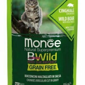 Monge Bwild - Grain Free – Bocconcini maltagliati in salsa – Cinghiale con Ortaggi – Sterilised 85 gr
