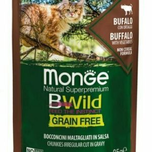 Monge Bwild -Grain Free – Bocconcini maltagliati in salsa – Bufalo con Ortaggi – Large Breed All Life Stage 85 gr