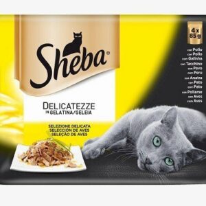 Sheba - Delicatezze in Gelatina Selezione Delicata ( Anatra, Pollo, Pollame, Tacchino) -  4 x 85 gr