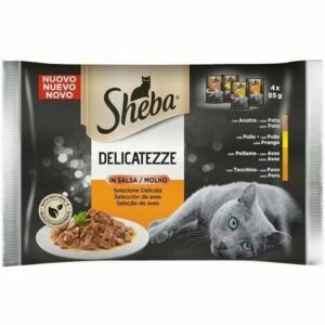 Sheba - Delicatezze in Salsa Selezione Delicata ( Anatra, Pollo, Pollame, Tacchino) -  4 x 85 gr