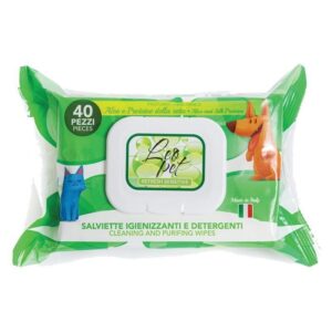 Super offerta - LeoPet Salviettine Igienizzanti e Detergenti Cane e Gatto - 40 pz - Aloe e Proteine della Seta