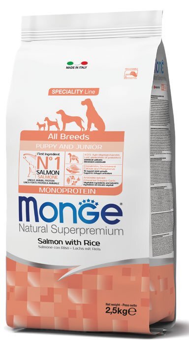 Monge All Breeds Puppy & Junior Salmone e Riso - 2,5 Kg