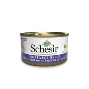 Schesir - Filetti di Pollo con Filetti di Manzo e Riso al Naturale in Acqua di Cottura - 85 gr