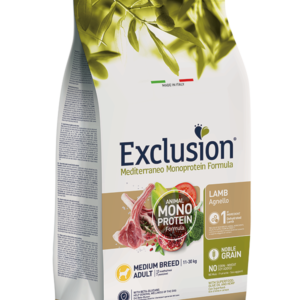 Exclusion - Mediterraneo Monoprotein Adult Medium Breed con Agnello - 12 kg PREZZO COMPRESO LA SPEDIZIONE € 56,67