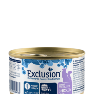 Offertissima - Exclusion Mediterraneo Monoprotein Formula CAT GIANT STERILIZED CHICKEN ALL BREEDS - 85 gr - scadenza prodotto 19/04/25