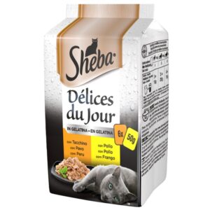 Sheba - Délices Du Jour con Tacchino e Pollo in Gelatina - 6x50 gr