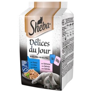 Sheba - Délices Du Jour con Tonno e Salmone in Gelatina - 6x50gr