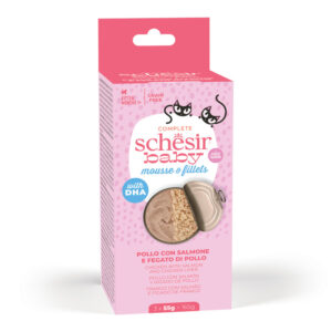Schesir Baby Mousse&Filetti con Salmone e Fegato di Pollo - 3x55gr