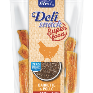 Life Dog Deli Snack Super Food - Barrette di Pollo con Semi di Chia - 100 gr