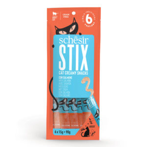 Schesir Stix Cat Adult Snack cremosi con Salmone - 6X15gr