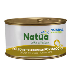 Natua Cat Natural in Broth - Pollo (Petto e Coscia) con Formaggio - 85 gr