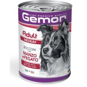Gemon - Adult Medium Bocconi con Manzo e Fegato - 415 gr