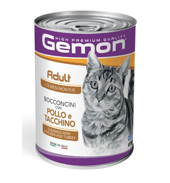 Gemon - Cat Adult Bocconcini con Pollo e Tacchino - 415 gr
