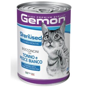 Gemon -  Sterilized Cat Adult Bocconcini con Tonno e Pesce Bianco - 415 gr
