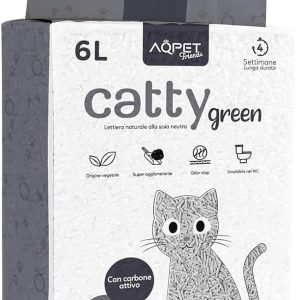 AqpetFriends Catty Green Lettiera naturale alla soia neutra Carbone attivo 6 Lt