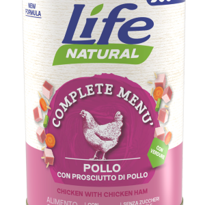 Life Dog Natural - Complete Menu’ - Con  Pollo e prosciutto di pollo - 400 gr