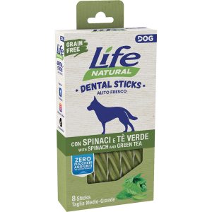 Life Dog Dental Sticks con Spinaci e Tè Verde - 8 Sticks x 150 gr -TG MEDIO/GRANDE